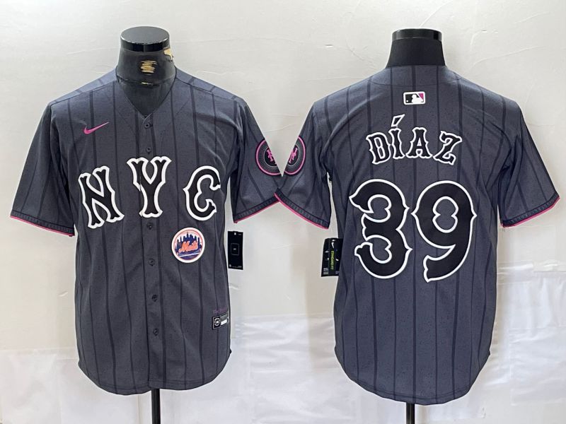 Men New York Mets 39 Diaz Black City Edition 2024 Nike MLB Jersey style 3